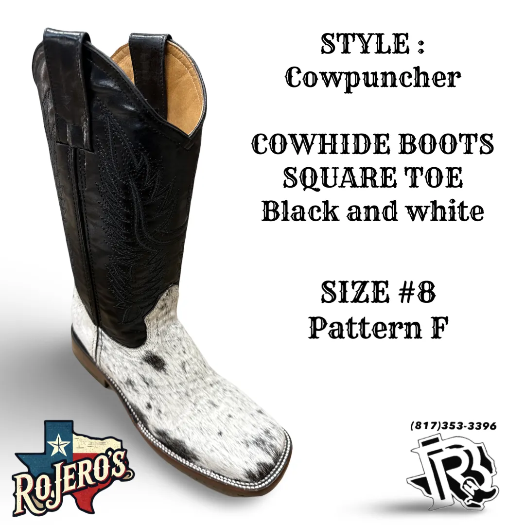 “ COWPUNCHER “ MEN’S COWHIDE BOOT BLACK WHITE BR EDITION