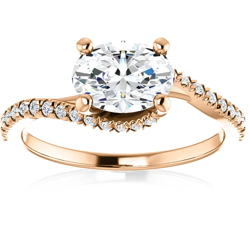 1.25 Ct Oval Diamond Engagement Ring in 14k Rose Gold