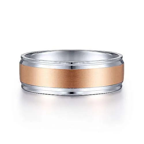 Men's Wedding Band in 14k White & Rose Gold