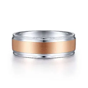 Men's Wedding Band in 14k White & Rose Gold