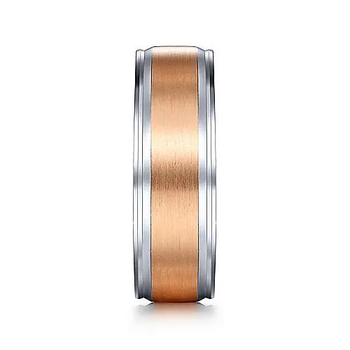 Men's Wedding Band in 14k White & Rose Gold