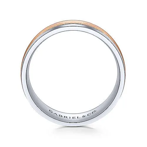 Men's Wedding Band in 14k White & Rose Gold