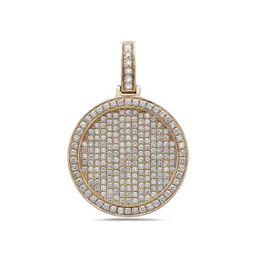 14K Yellow Gold Mens Pendant with 3.30 CT Diamond Circle