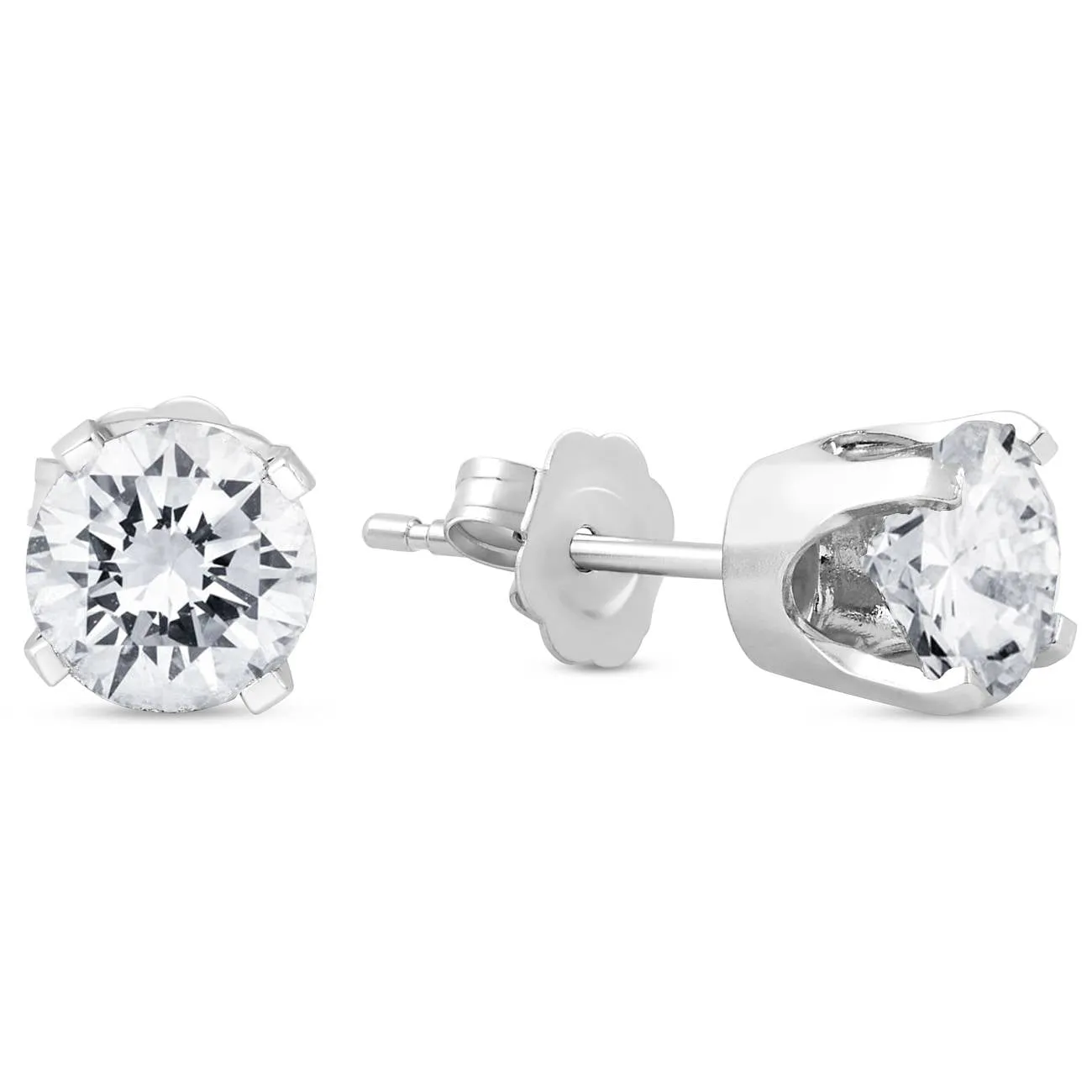 1.5 Carat Diamond Push Back Earrings Upgraded 14k White Gold