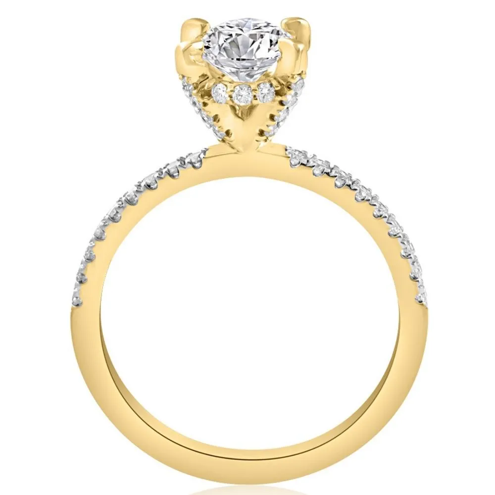 1.5 Ct Oval Lab Grown Diamond Engagement Ring with Accents in White, Yellow, or Rose Gold