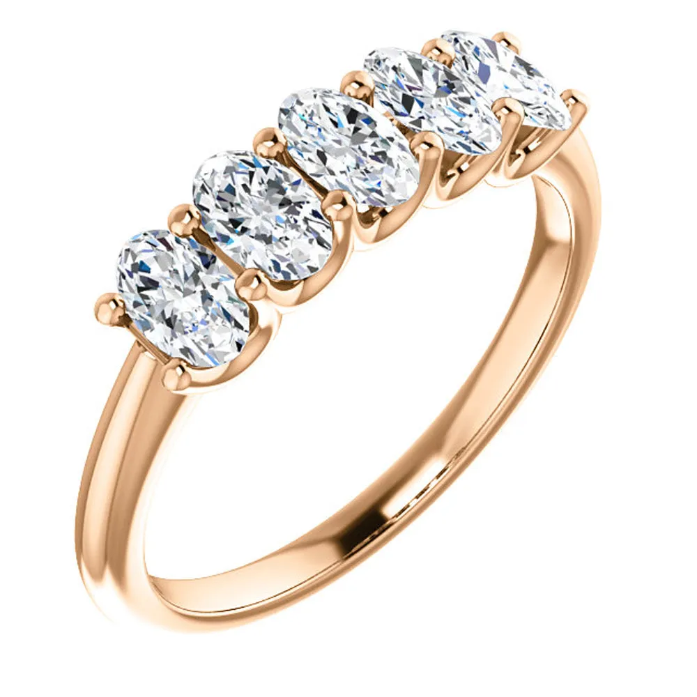 1.5Ct Oval Moissanite Marquise Wedding Band in White, Yellow, or Rose Gold