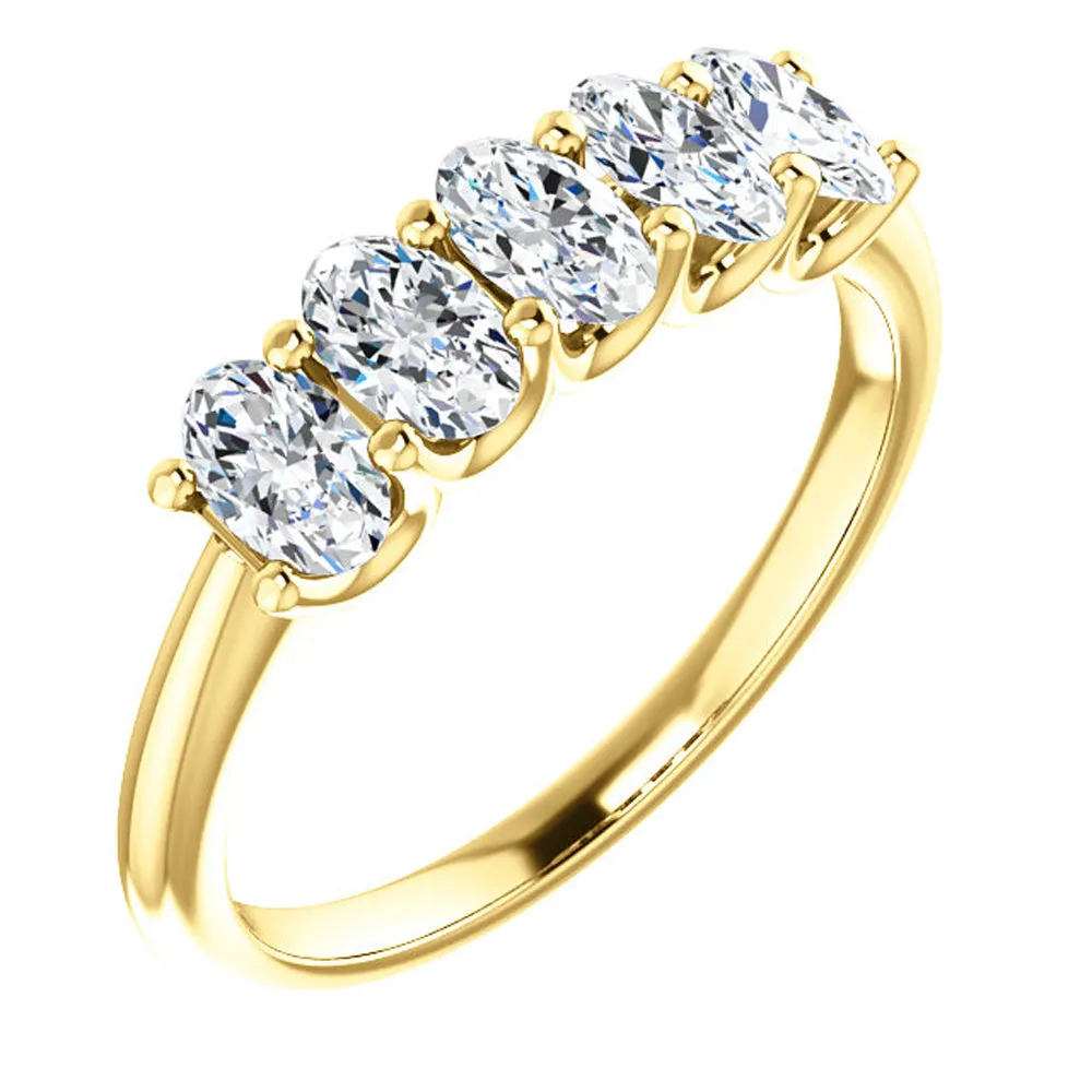 1.5Ct Oval Moissanite Marquise Wedding Band in White, Yellow, or Rose Gold