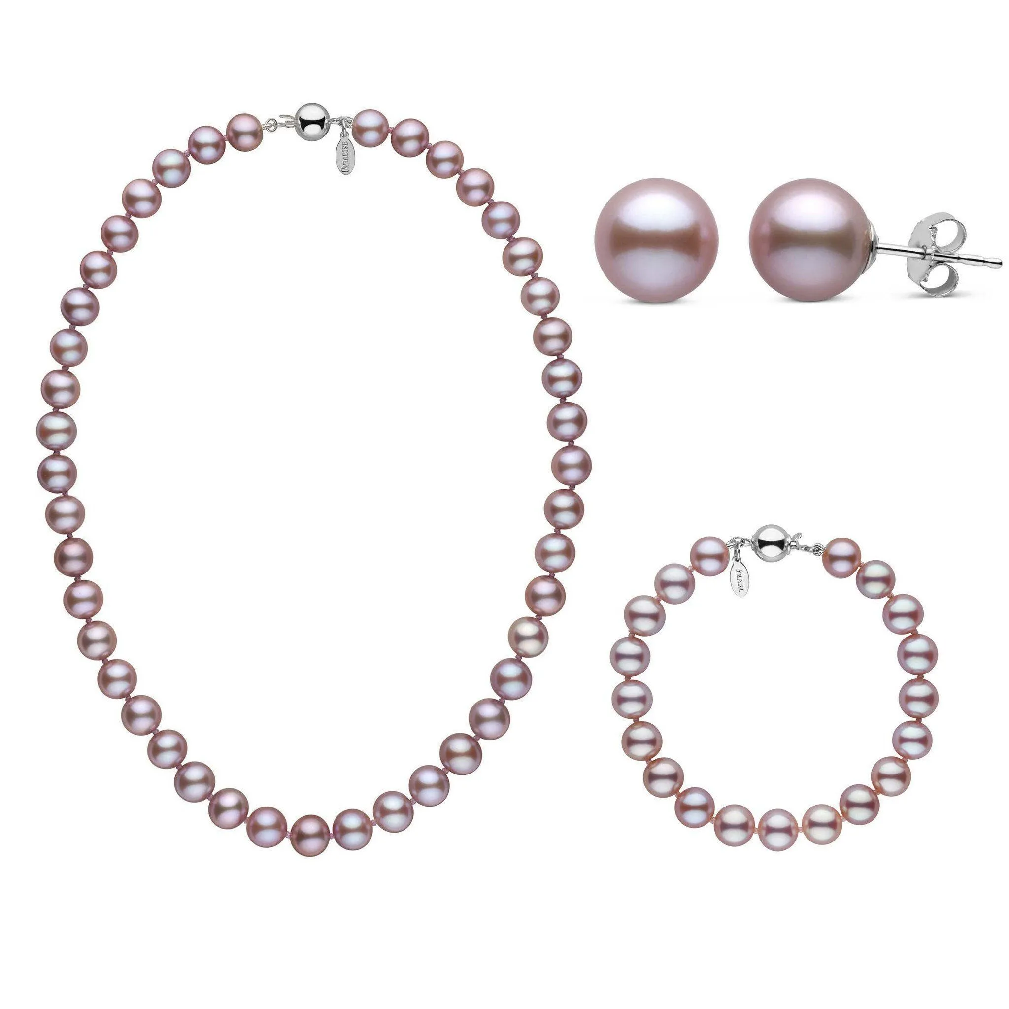 16 Inch 3 Piece 8.5-9.0 mm Lavender Freshadama Freshwater Pearl Set