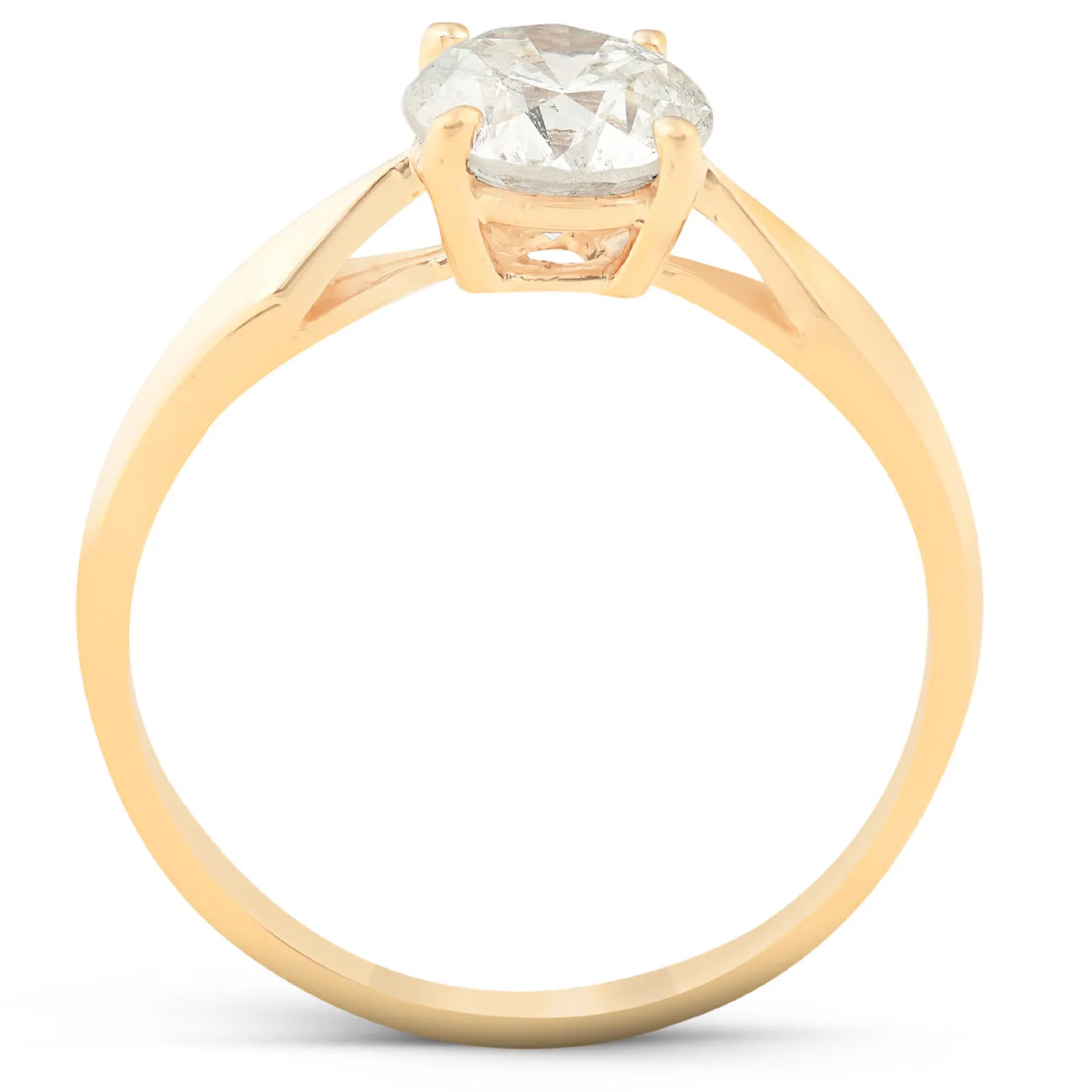 1.75 Carat Total Diamond Weight Solitaire Engagement Ring in 14k Yellow Gold