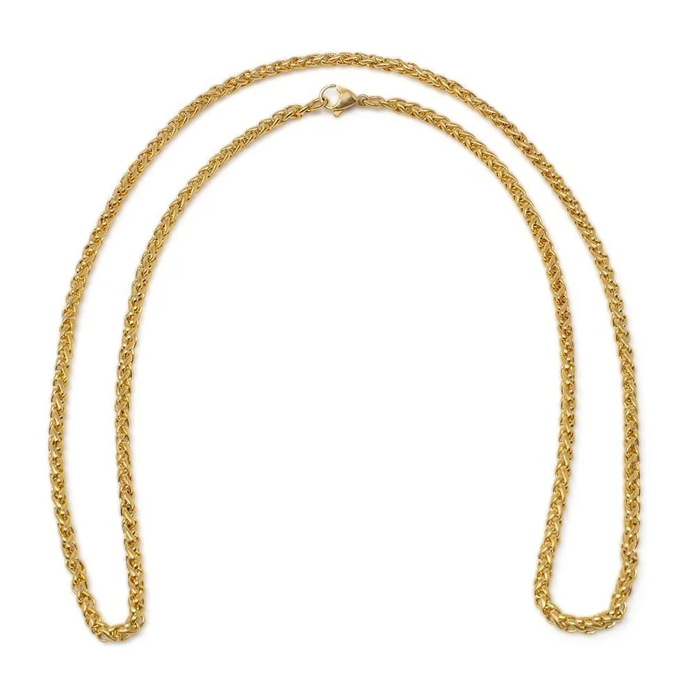 24-inch gold ion plated stainless steel wheat chain