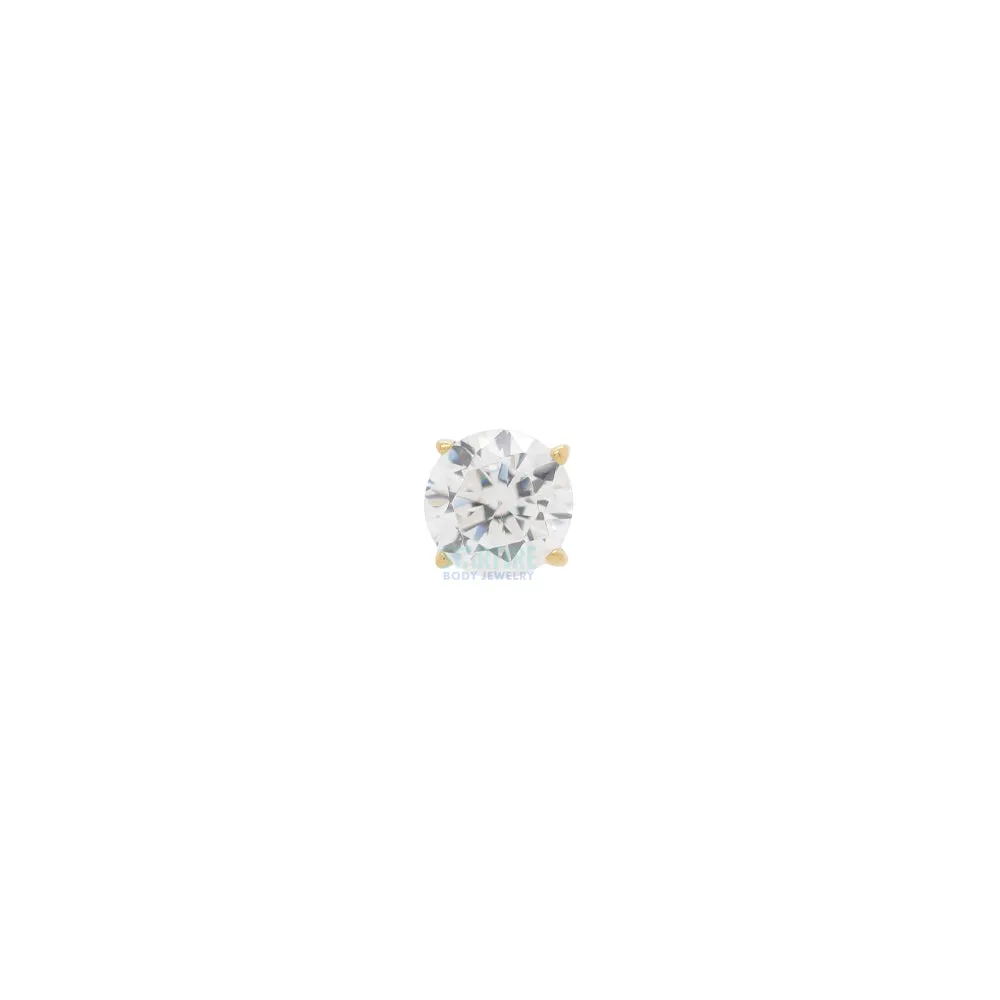 2.5mm Tiffany Prong-Set Brilliant-Cut Gem Threaded End in Yellow Gold