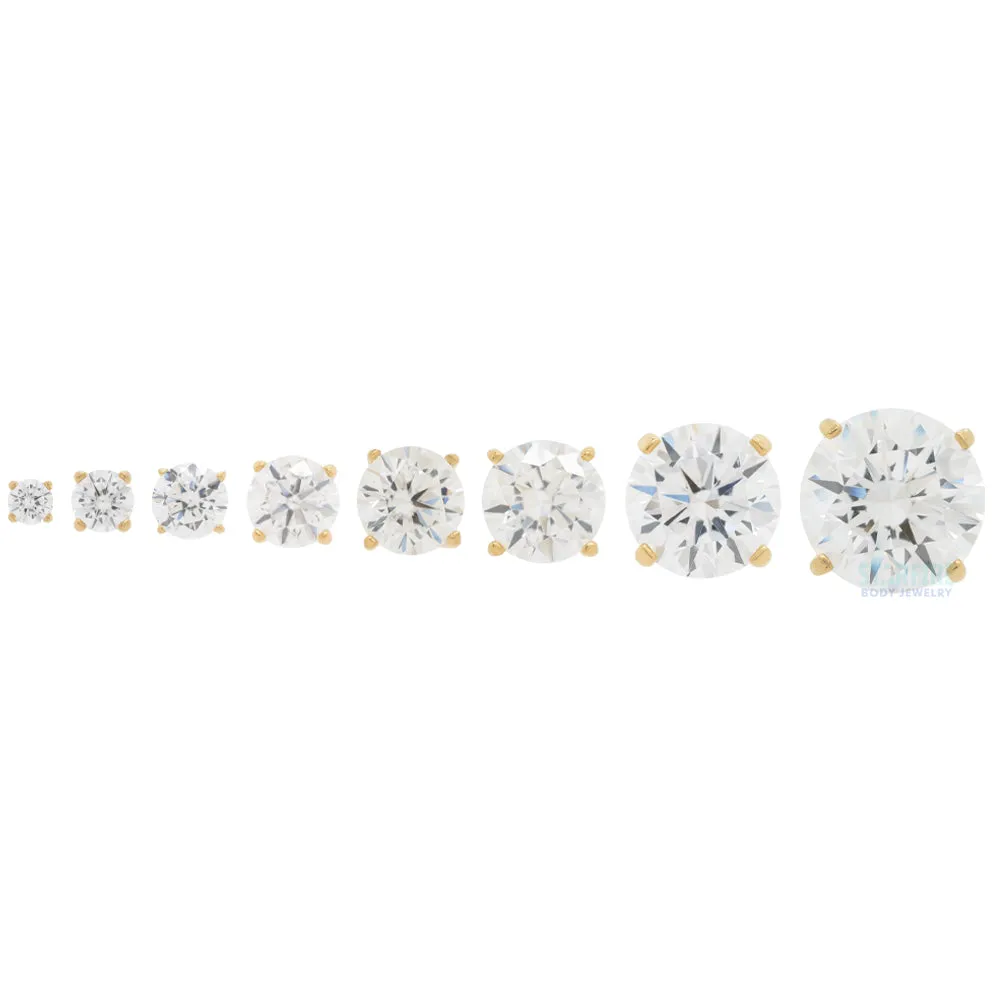 2.5mm Tiffany Prong-Set Brilliant-Cut Gem Threaded End in Yellow Gold