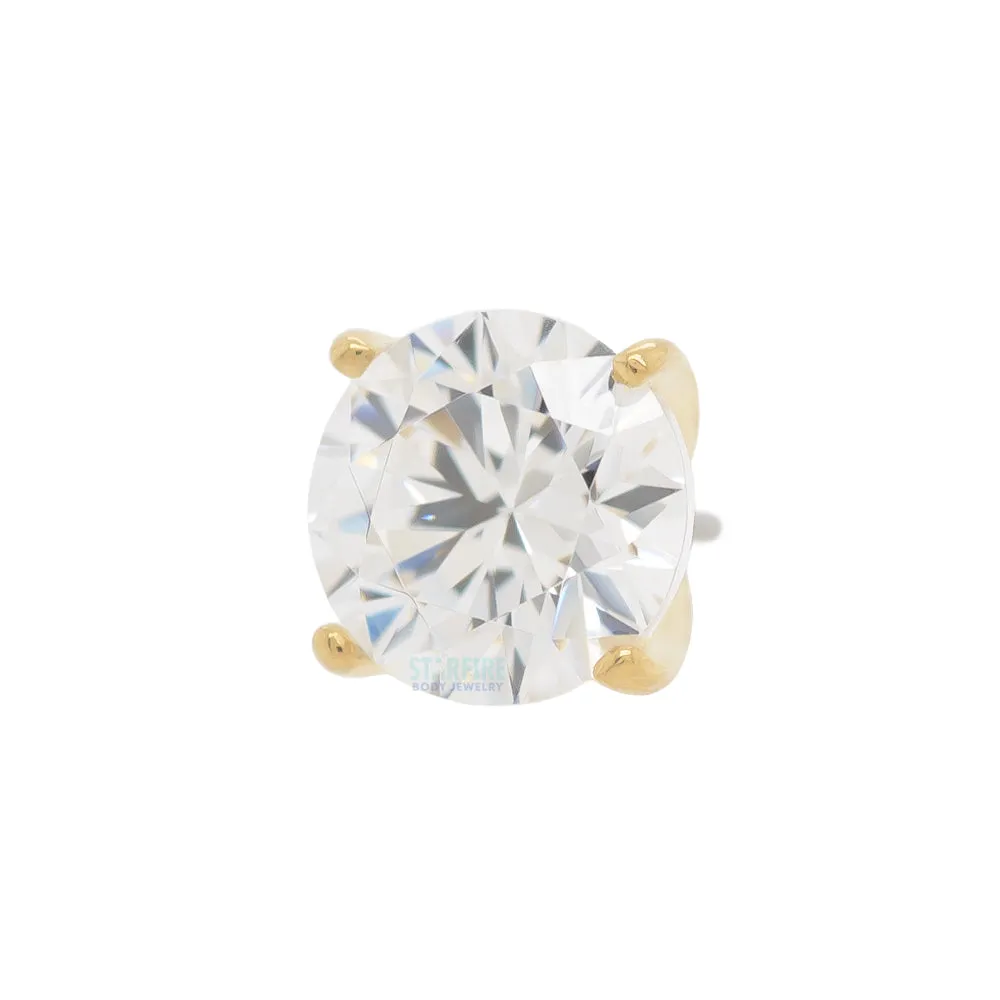 2.5mm Tiffany Prong-Set Brilliant-Cut Gem Threaded End in Yellow Gold