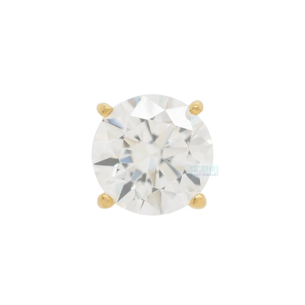 2.5mm Tiffany Prong-Set Brilliant-Cut Gem Threaded End in Yellow Gold