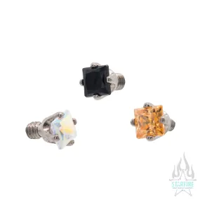 2mm Prong-Set Threaded End with Square Princess Star-Cut Faceted Gem