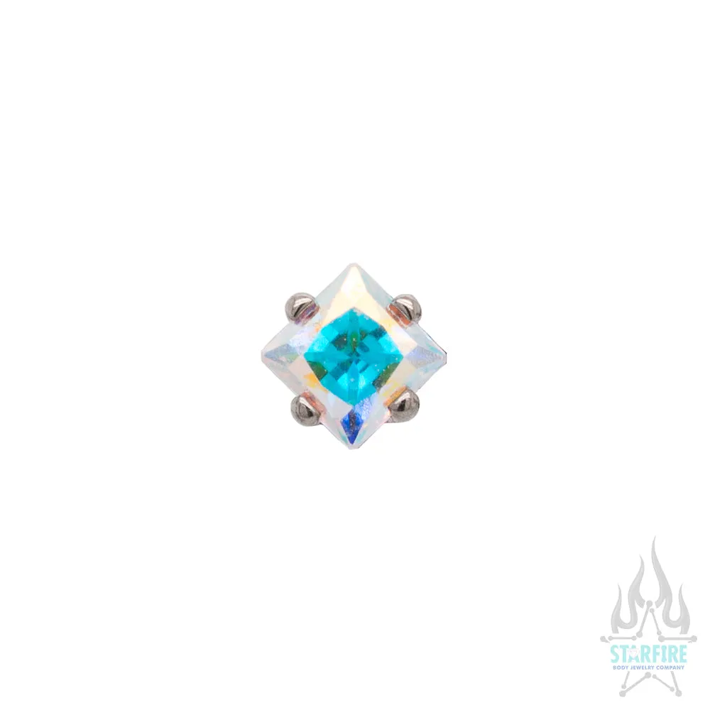 2mm Prong-Set Threaded End with Square Princess Star-Cut Faceted Gem