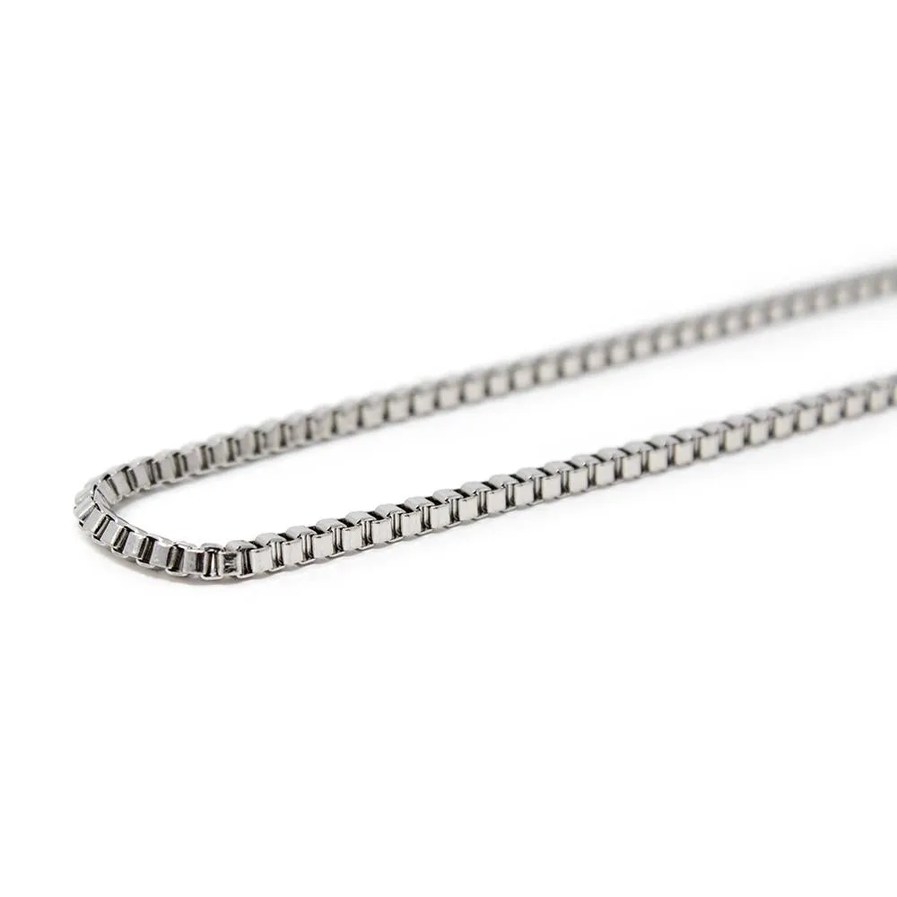 2MM Stainless Steel Box Chain Men's Necklace 30 Inch.