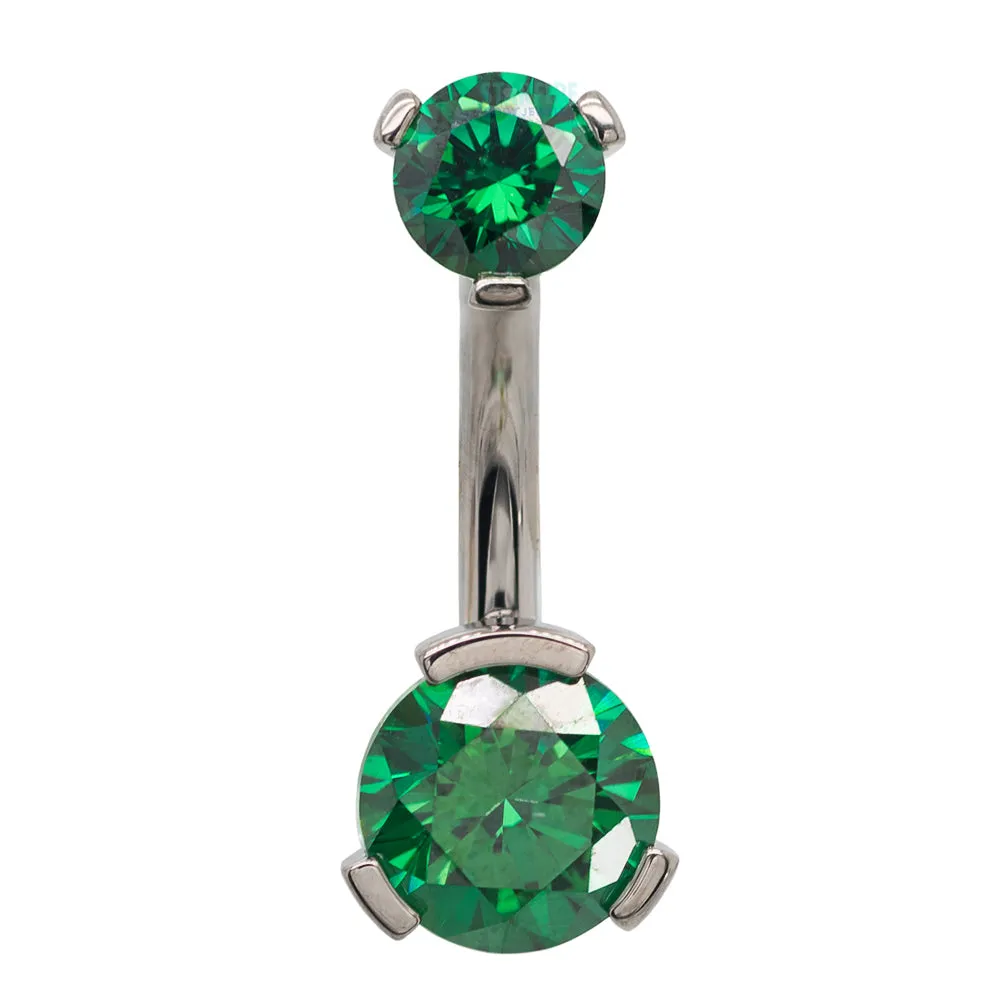 3 Prong-Set Faceted Gem Navel Curve