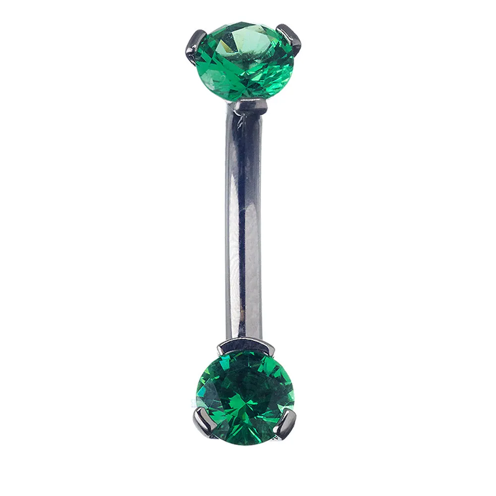 3 Prong-Set Faceted Gem Navel Curve