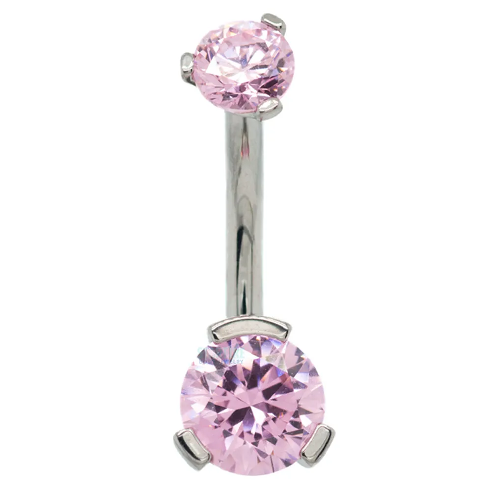 3 Prong-Set Faceted Gem Navel Curve