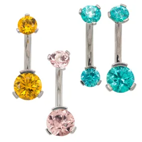 3 Prong-Set Faceted Gem Navel Curve