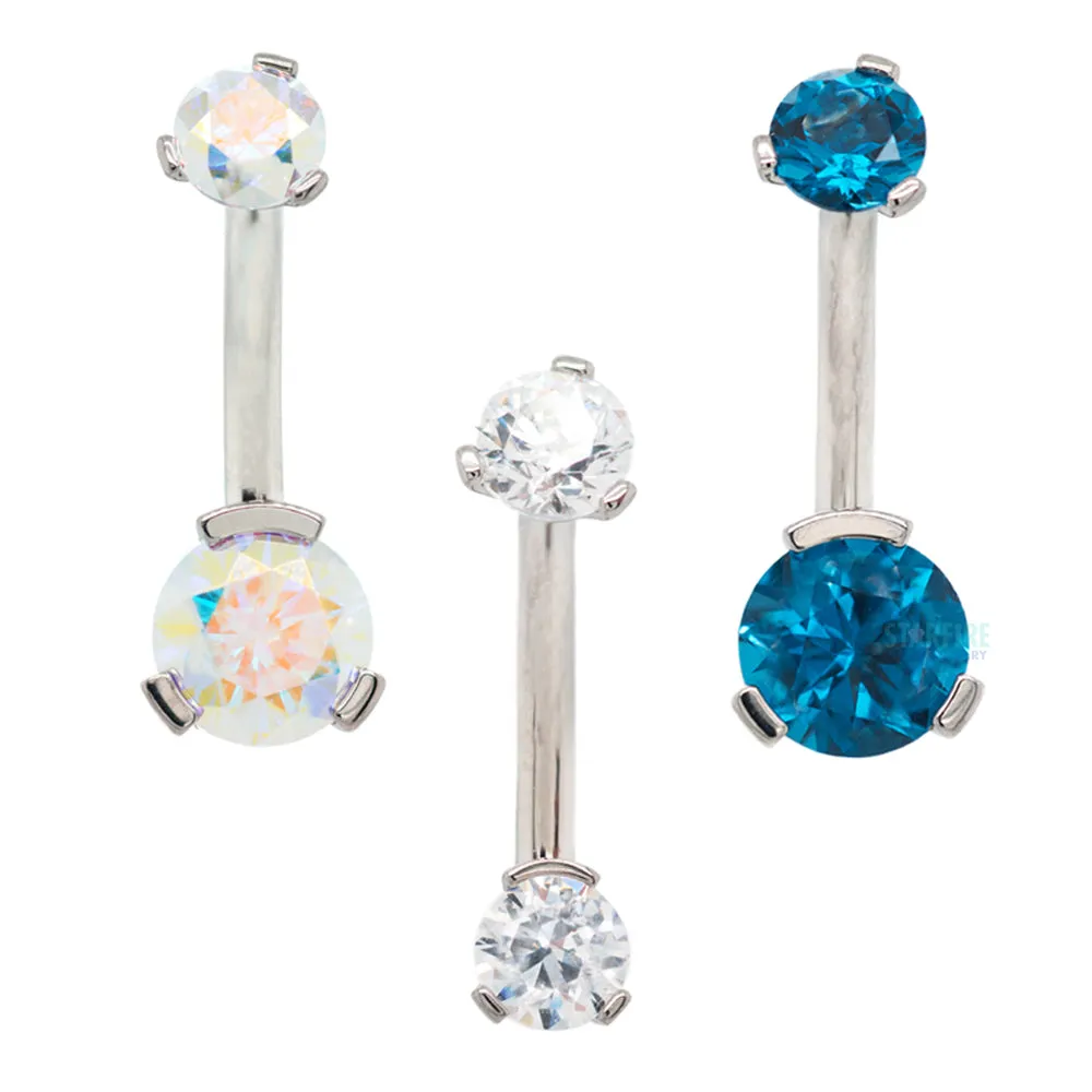 3 Prong-Set Faceted Gem Navel Curve