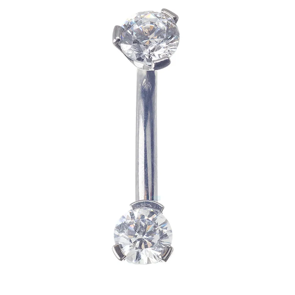 3 Prong-Set Faceted Gem Navel Curve