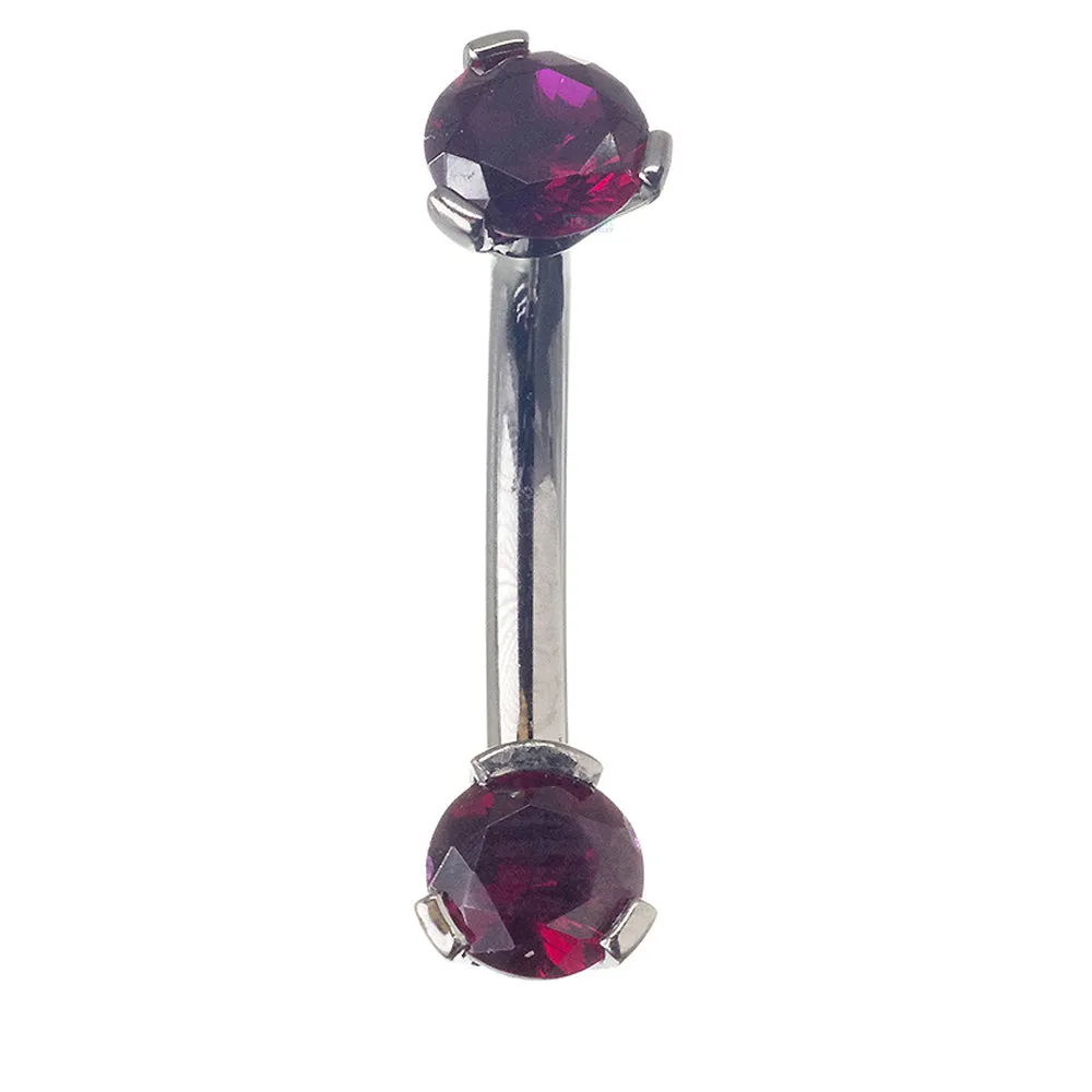 3 Prong-Set Faceted Gem Navel Curve