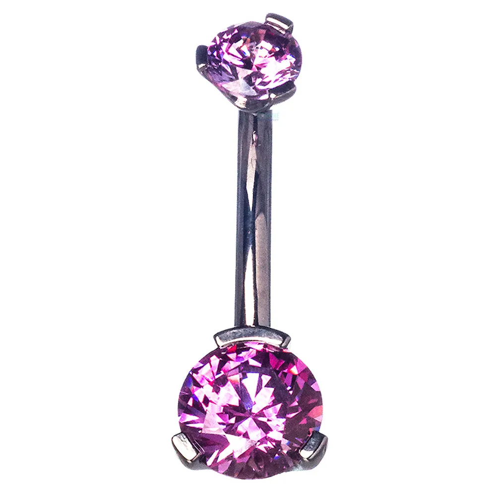 3 Prong-Set Faceted Gem Navel Curve