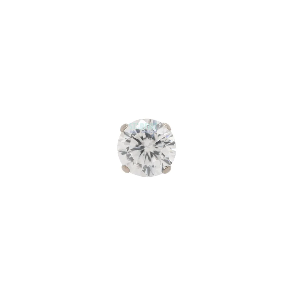 3mm Tiffany Prong-Set Brilliant-Cut Gem Threaded End in White Gold