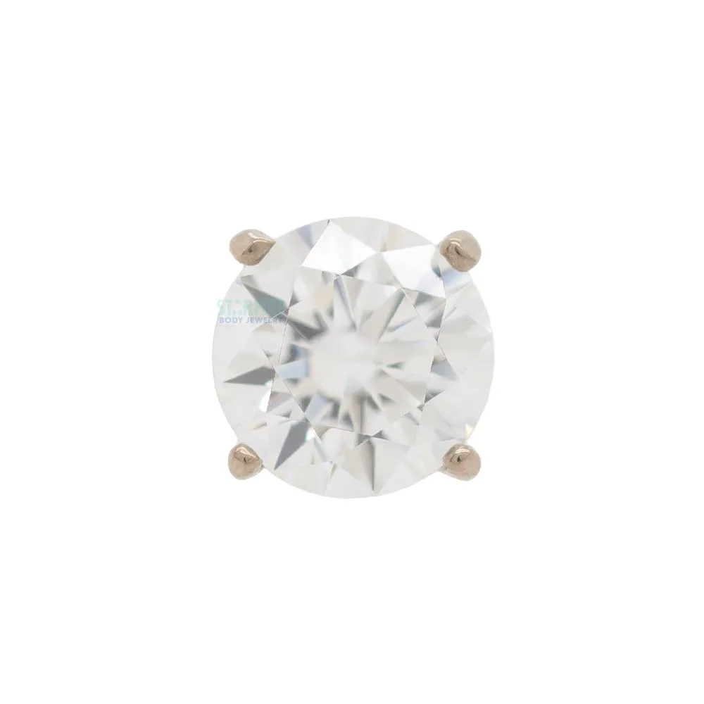 3mm Tiffany Prong-Set Brilliant-Cut Gem Threaded End in White Gold