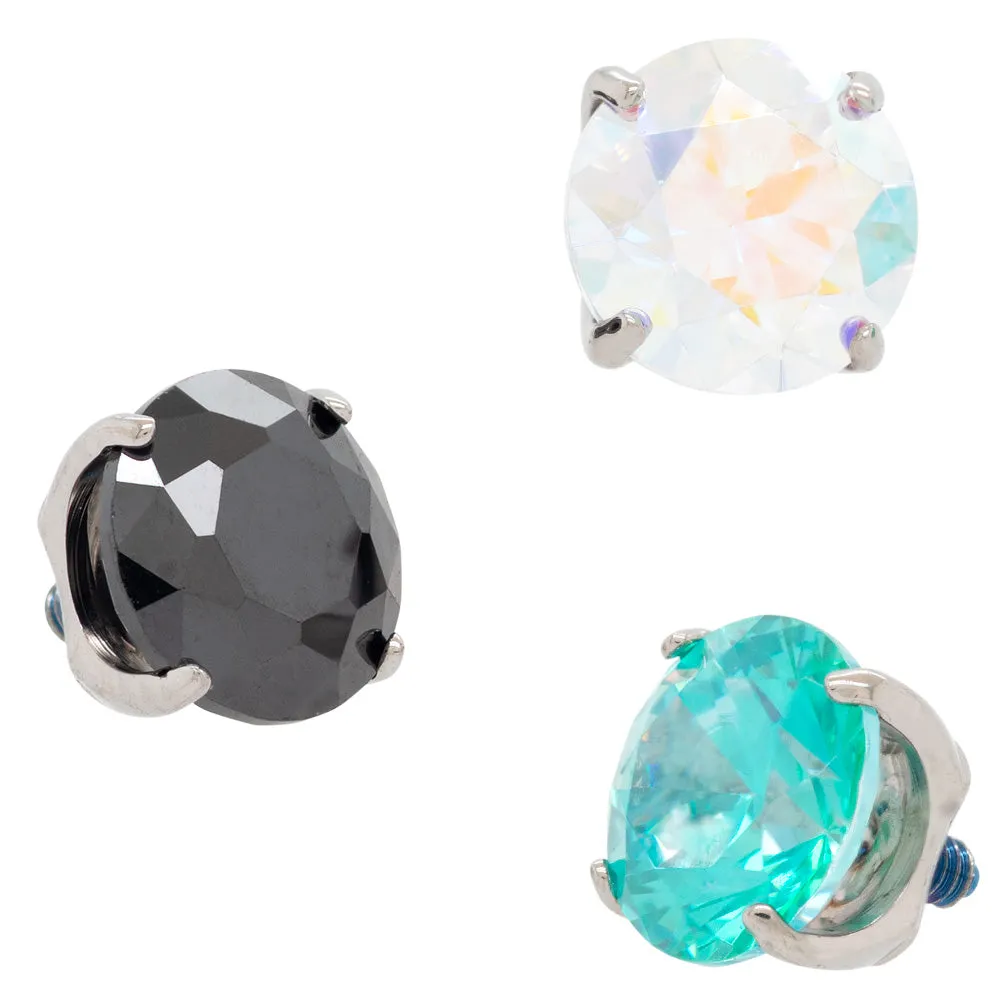 4mm Tiffany Prong-Set Brilliant-Cut Gem Threaded End