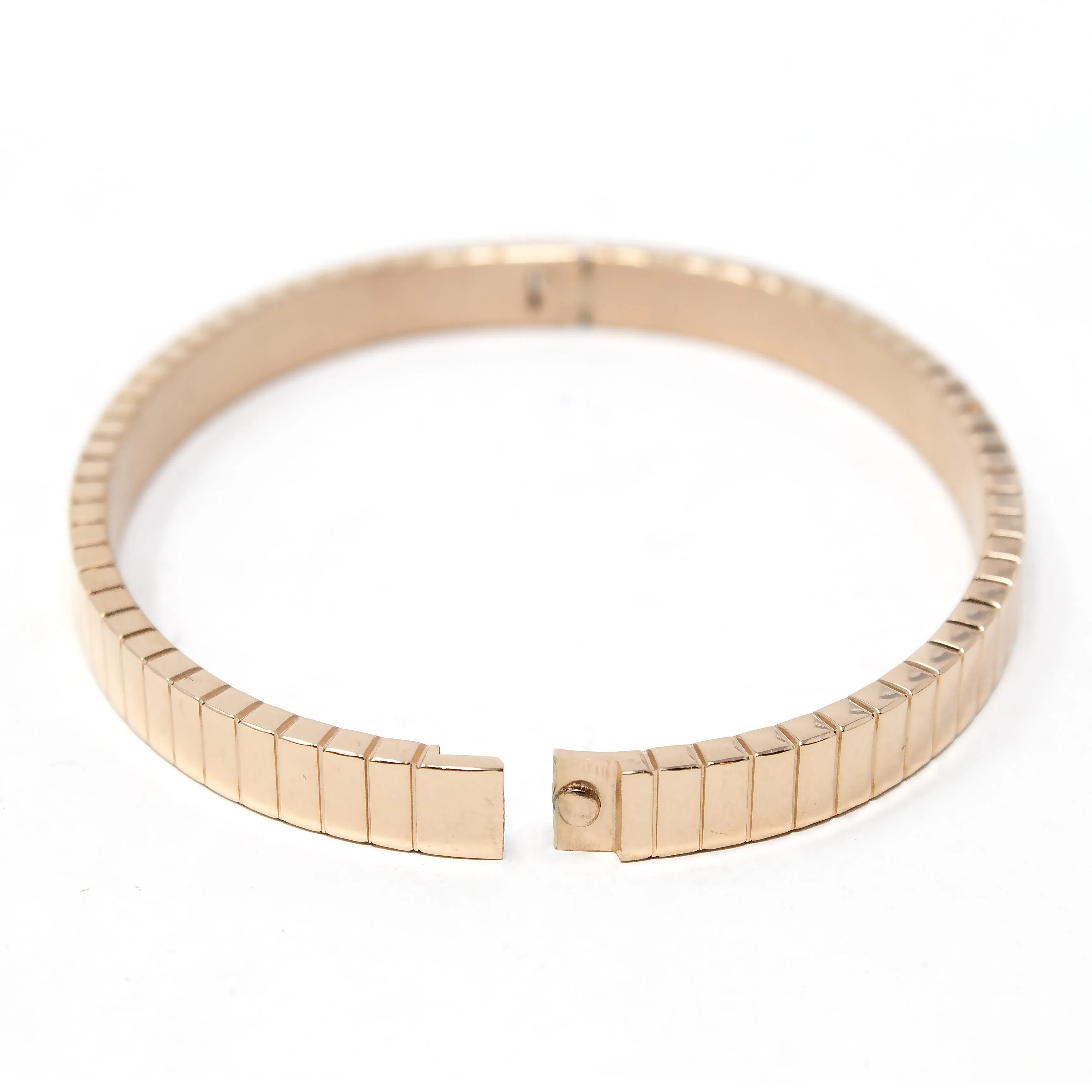 6mm Striped Rose Gold Stainless Steel Bangle