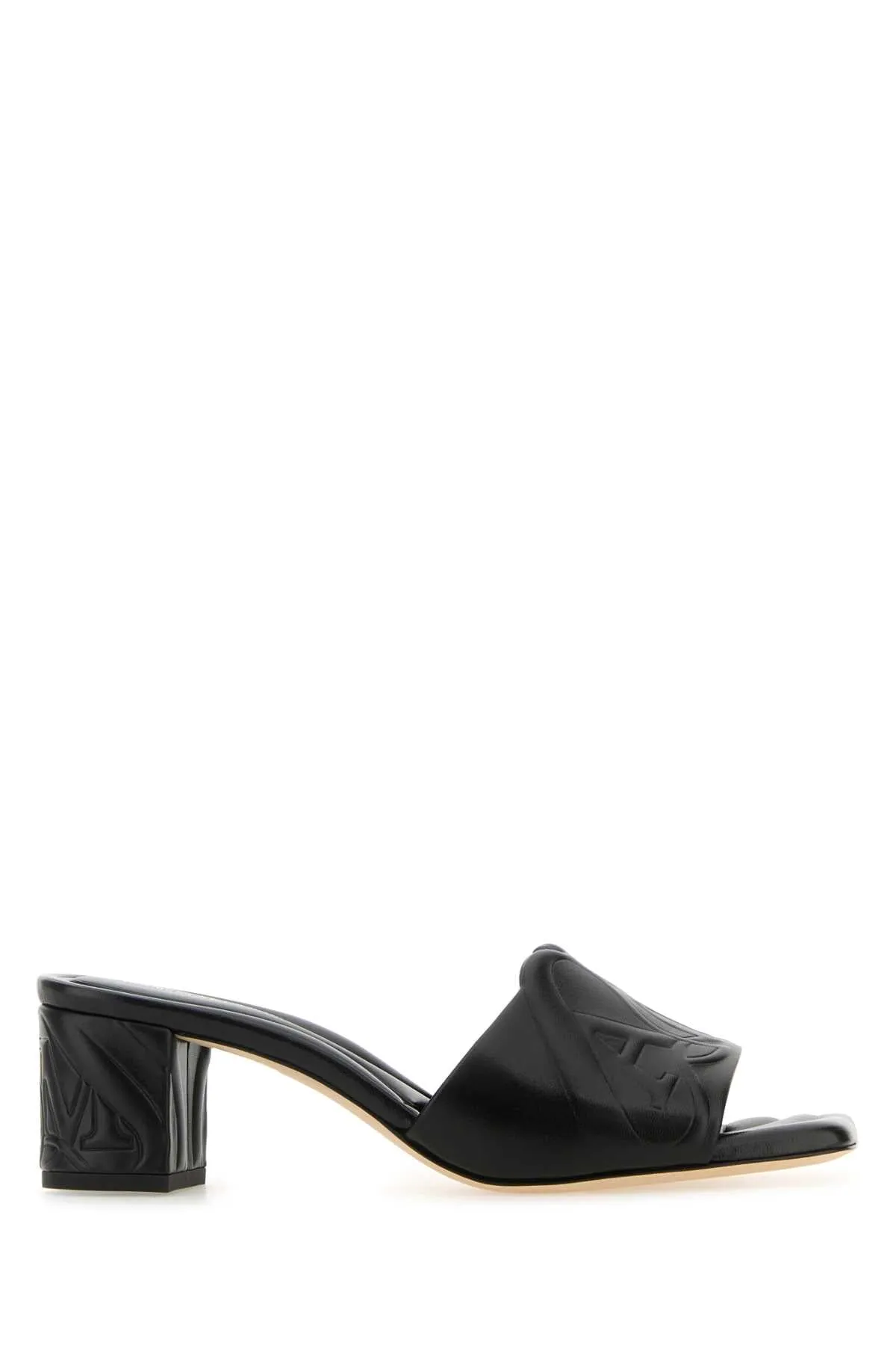 Alexander Mcqueen Black Leather Seal Mules