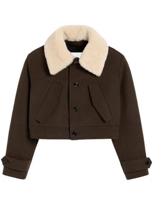 AMI shearling coat with collar