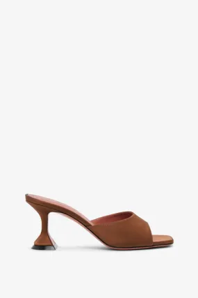 Amina Muaddi Lupita 70 brown satin mules