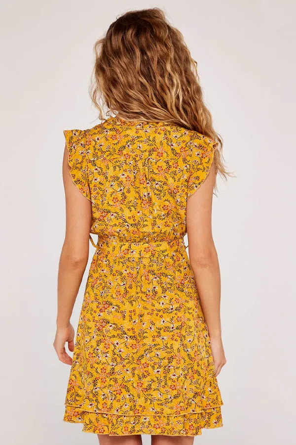 Apricot Morris Wildflower Ruffle Dress