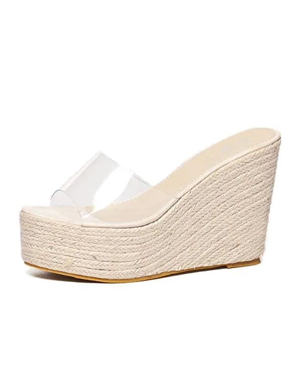 Stylish Apricot Espadrille Wedge Sandals