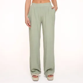 Army Green Linen Viscose - Pants