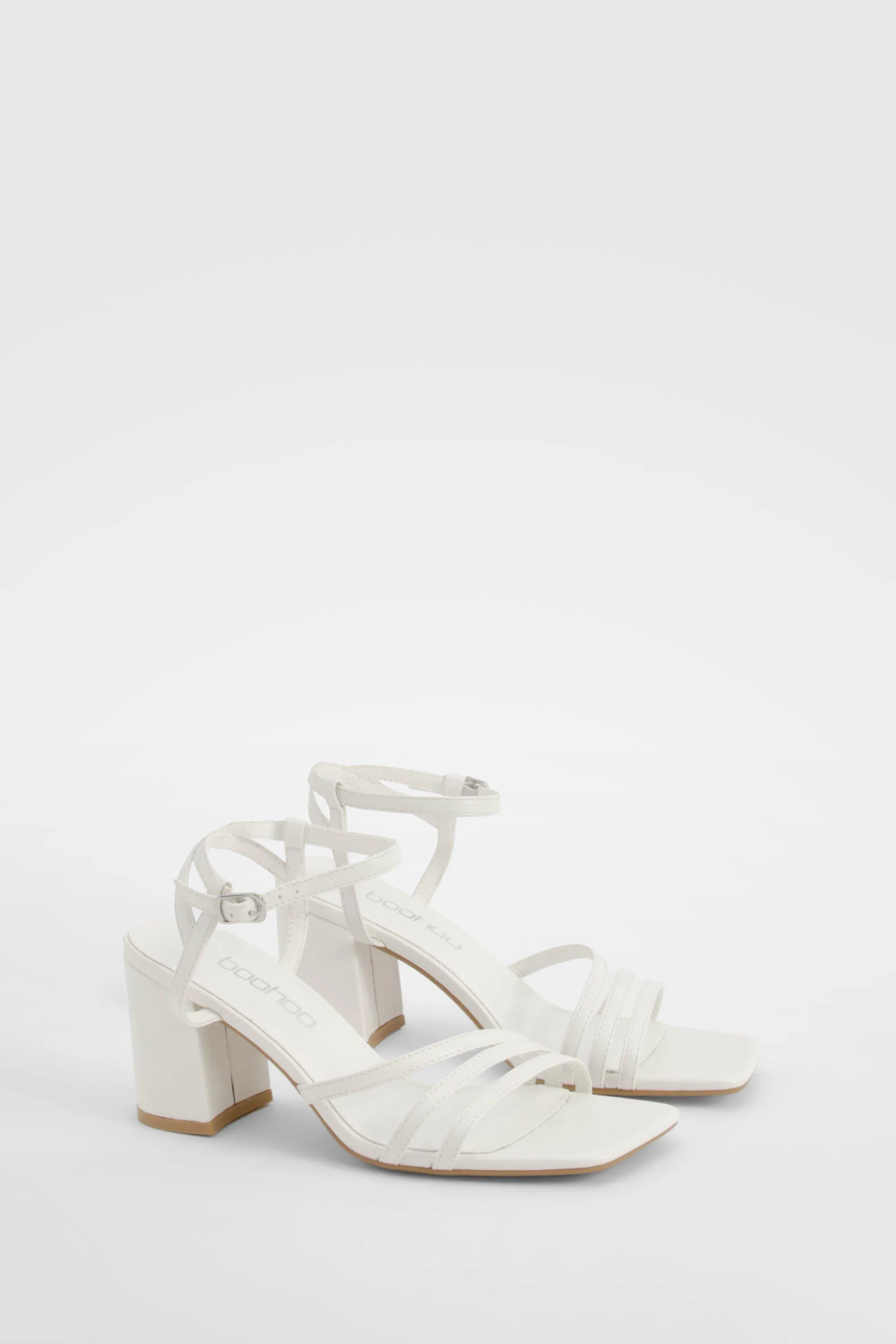 Asymmetric Strappy Detail Two Part Block Heels