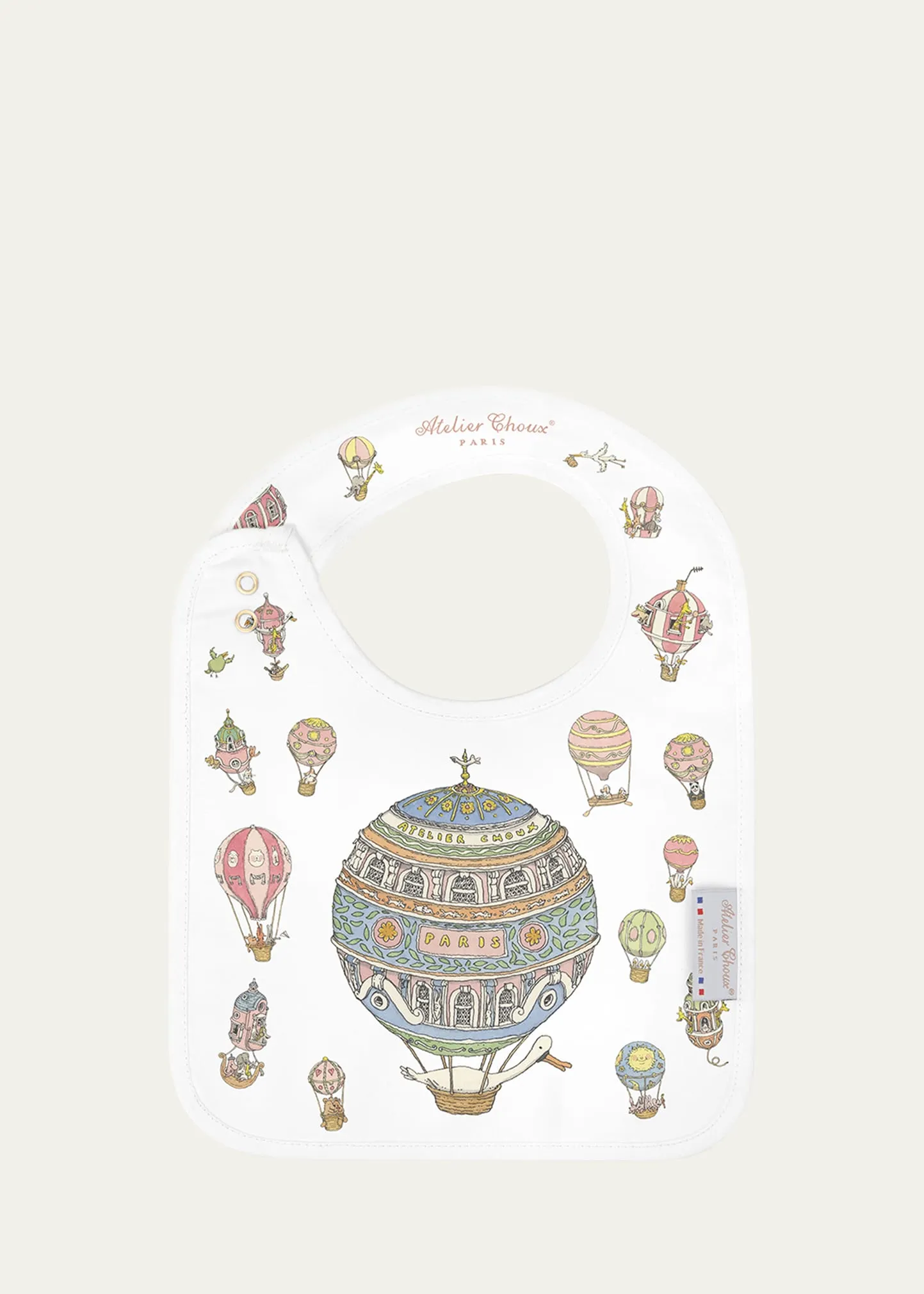 Atelier Choux Kid's Hot Air Ballon-Print Bib