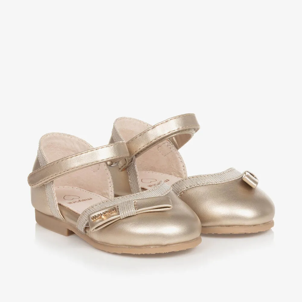 Baby Girls Gold Bow Pumps