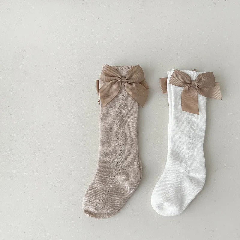 Baby Girls' Solid Color Bow Socks Wholesale