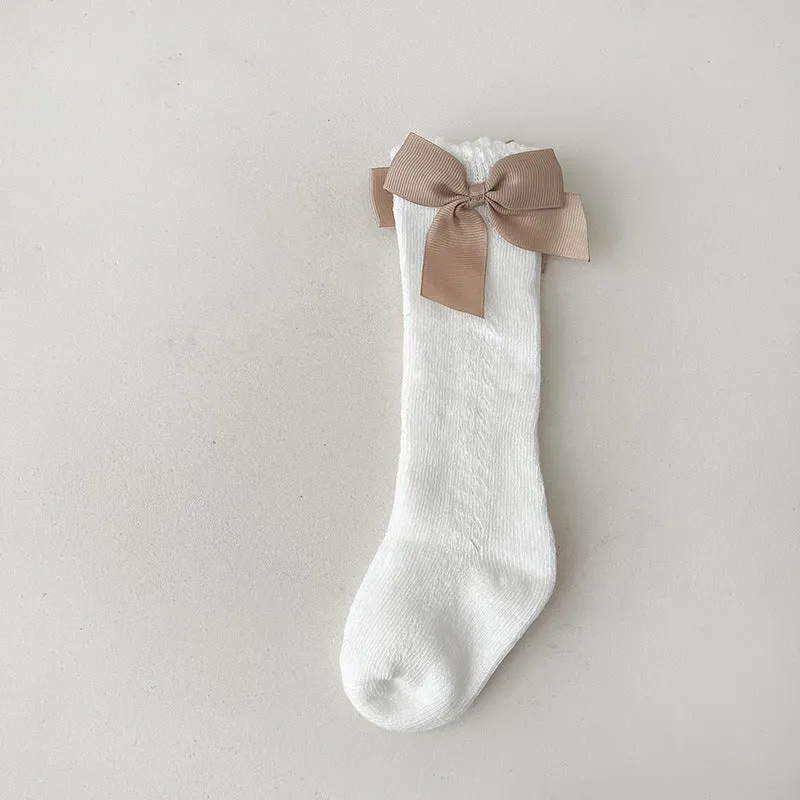 Baby Girls' Solid Color Bow Socks Wholesale