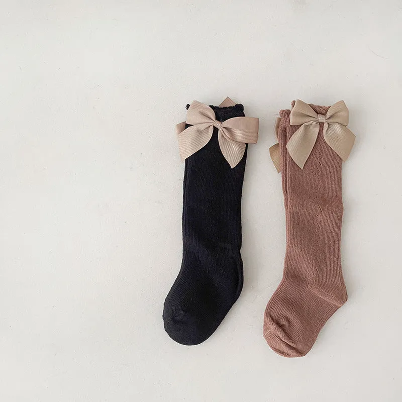 Baby Girls' Solid Color Bow Socks Wholesale