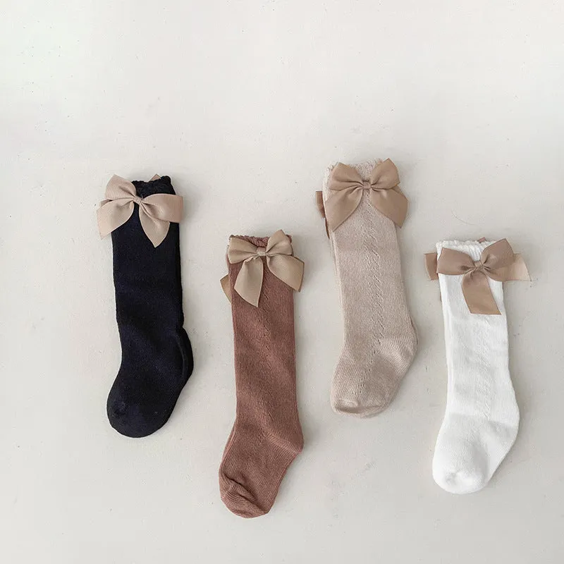 Baby Girls' Solid Color Bow Socks Wholesale