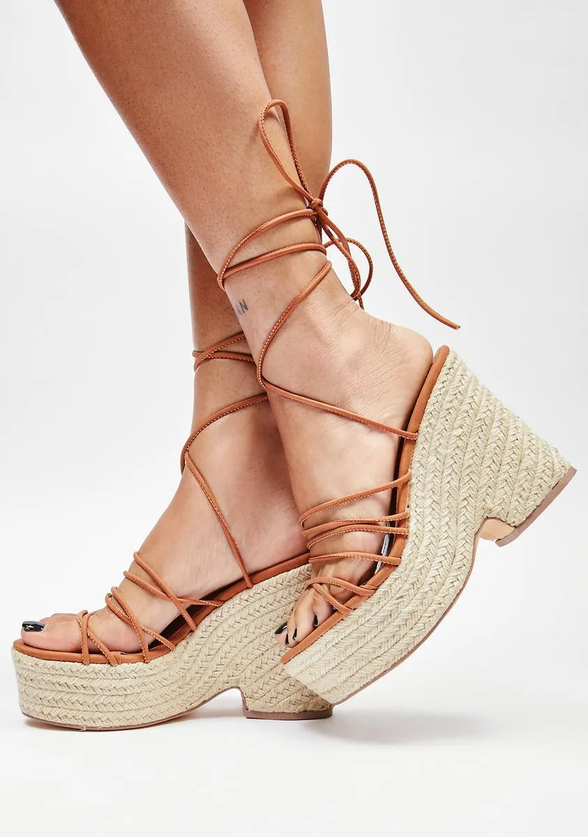 beach platform wedges in mocha color