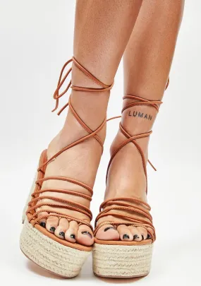 beach platform wedges in mocha color