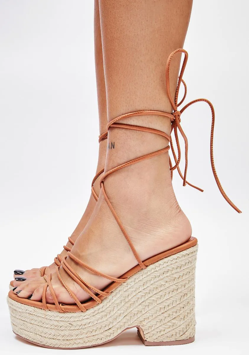 beach platform wedges in mocha color