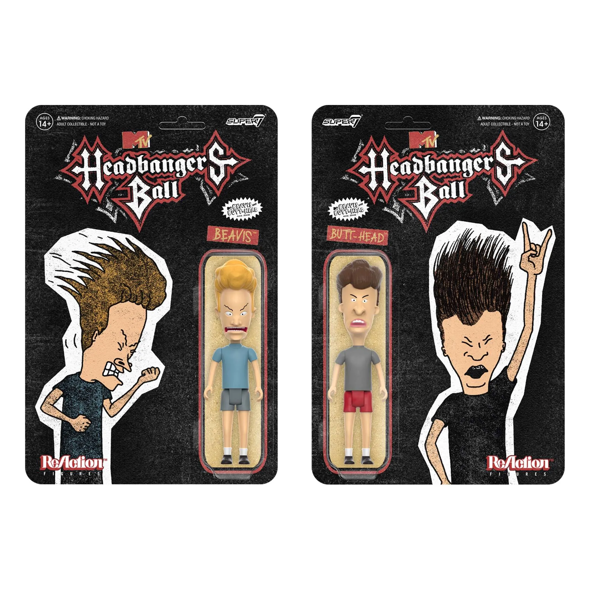 BEAVIS AND BUTT-HEAD REACTION FIGURES - HEADBANGERS BALL SET